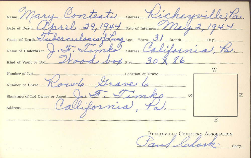 burial card